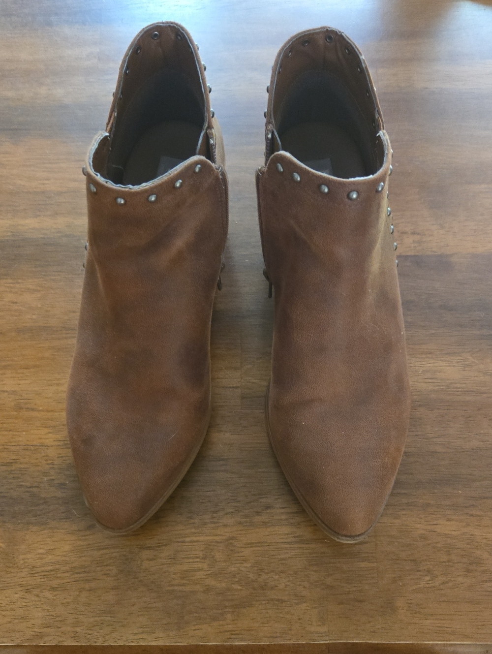 MIA Brown Suede Studded Ankle Booties